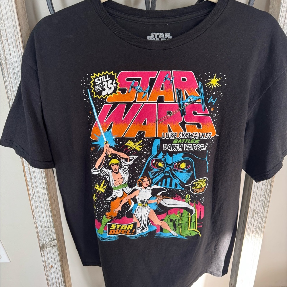 Star Wars Comic Luke Skywalker Darth Vader Duel‎ Graphic T Shirt L Mad Engine